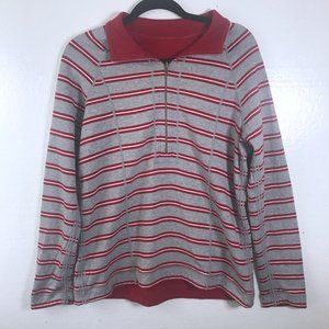 Tommy Bahama L Red Gray Striped Half Zip Pullover
